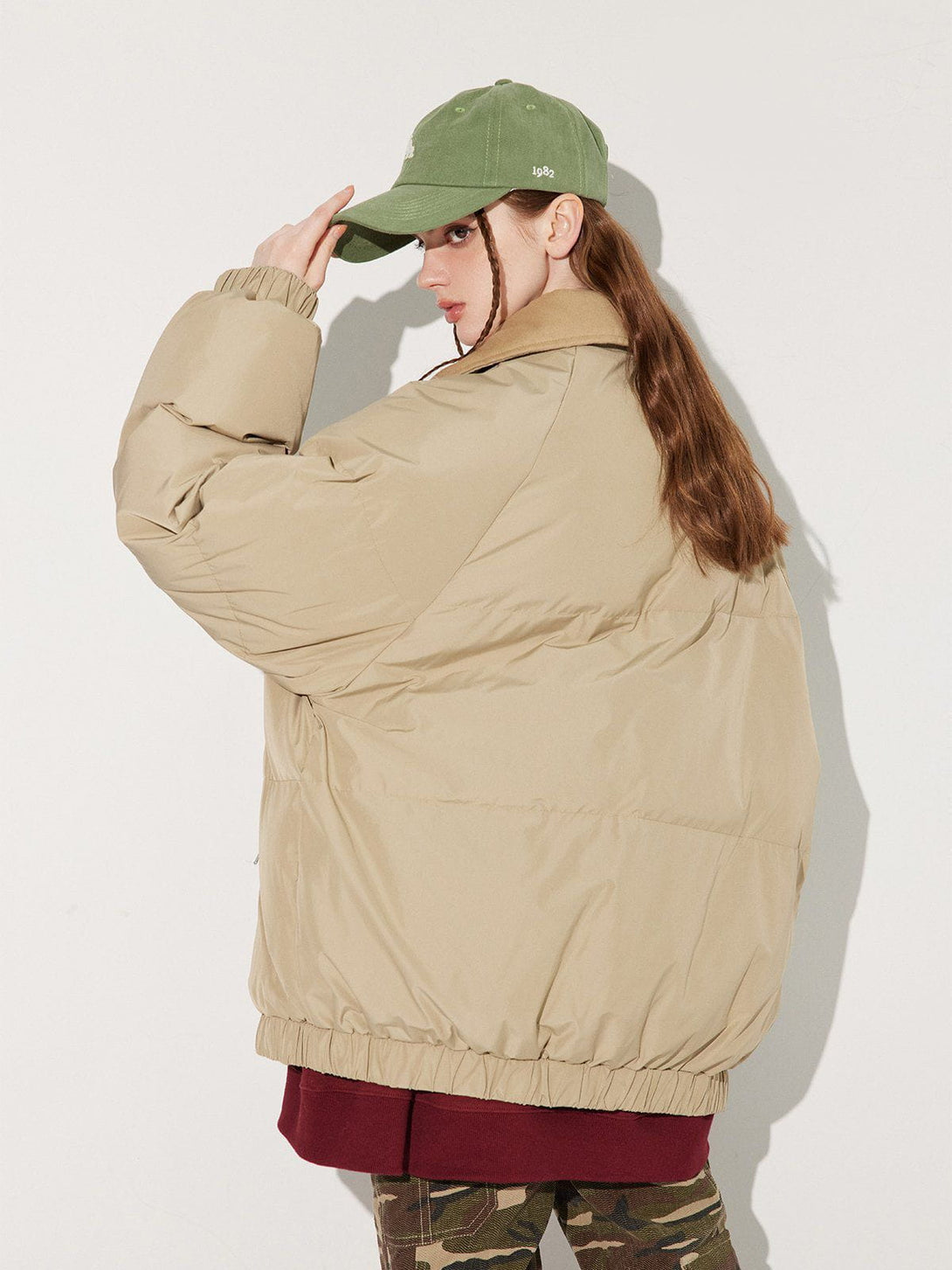 Helmiss - Contrasting Collar Winter Coat- Streetwear Fashion - helmiss.com