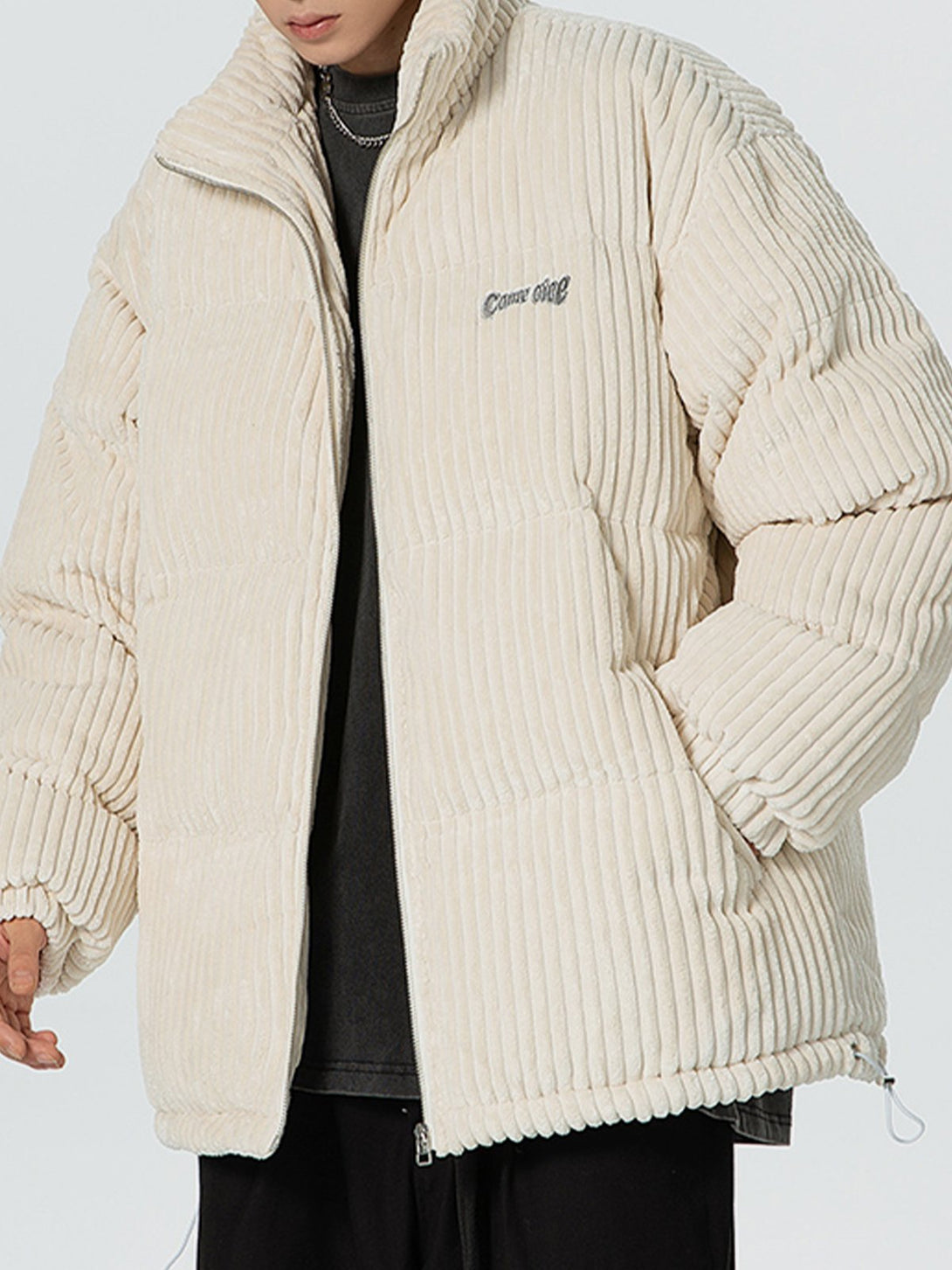 Helmiss - Corduroy Embroidery Winter Coat- Streetwear Fashion - helmiss.com