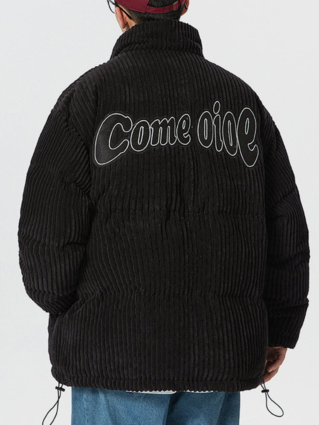 Helmiss - Corduroy Embroidery Winter Coat- Streetwear Fashion - helmiss.com