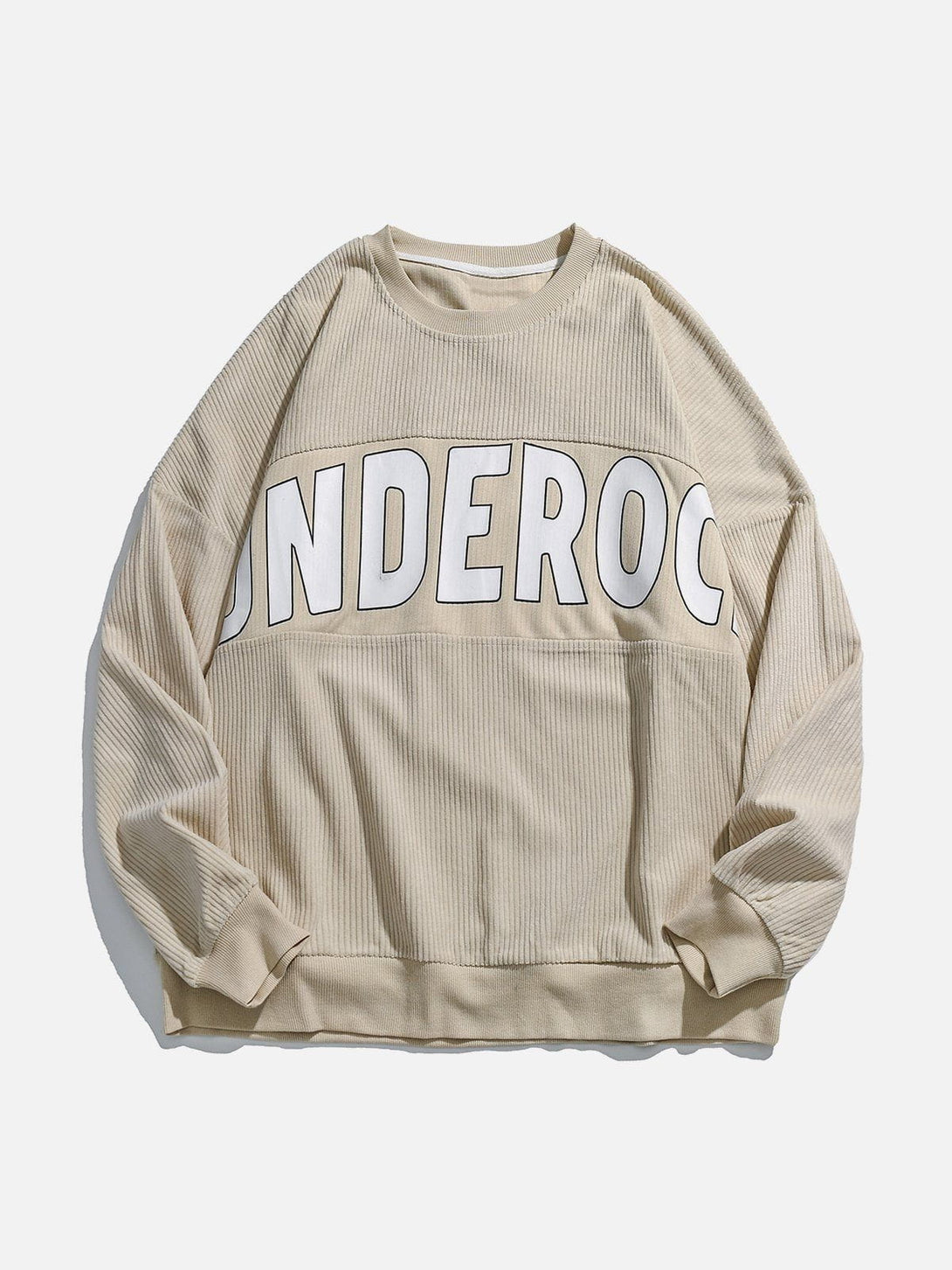 Helmiss - Corduroy Letter Print Sweatshirt- Streetwear Fashion - helmiss.com