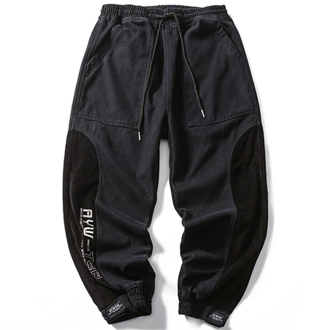 Helmiss - Corduroy Patch Sweatpants- Streetwear Fashion - helmiss.com