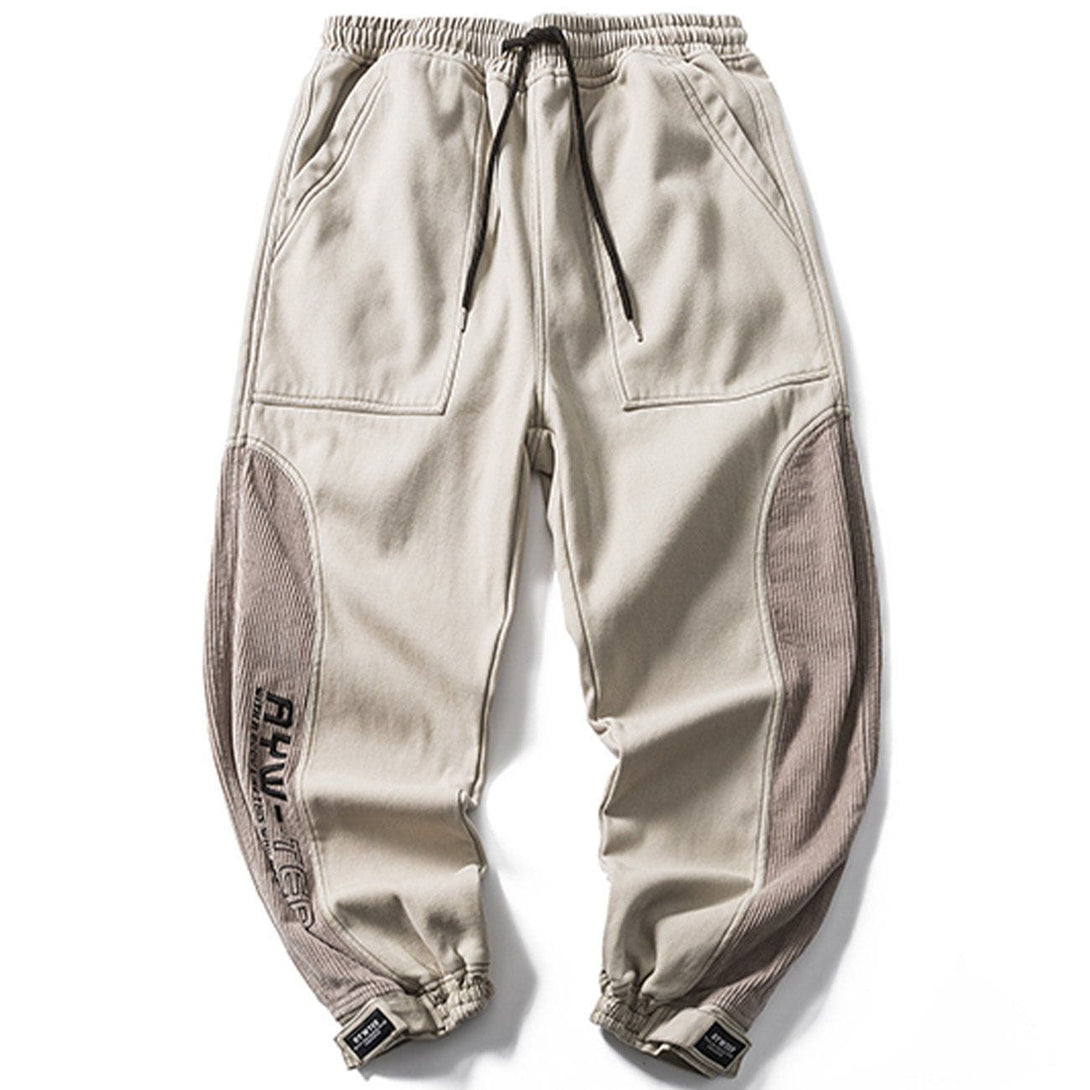 Helmiss - Corduroy Patch Sweatpants- Streetwear Fashion - helmiss.com