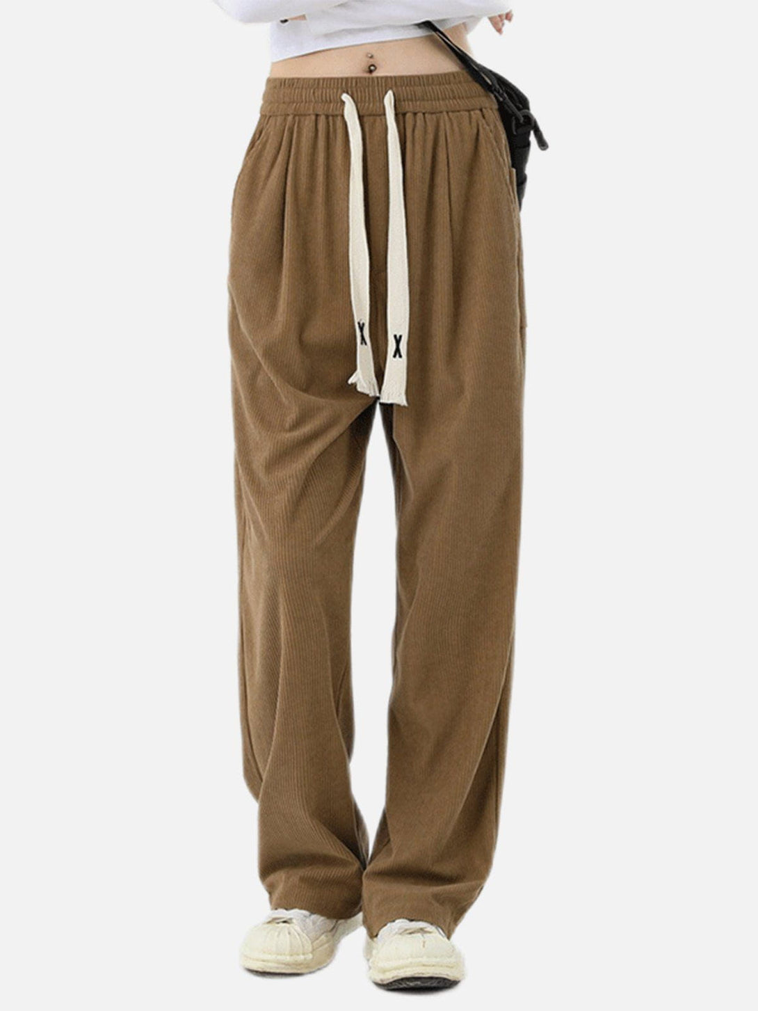 Helmiss - Corduroy Slack Drawstring Pants- Streetwear Fashion - helmiss.com