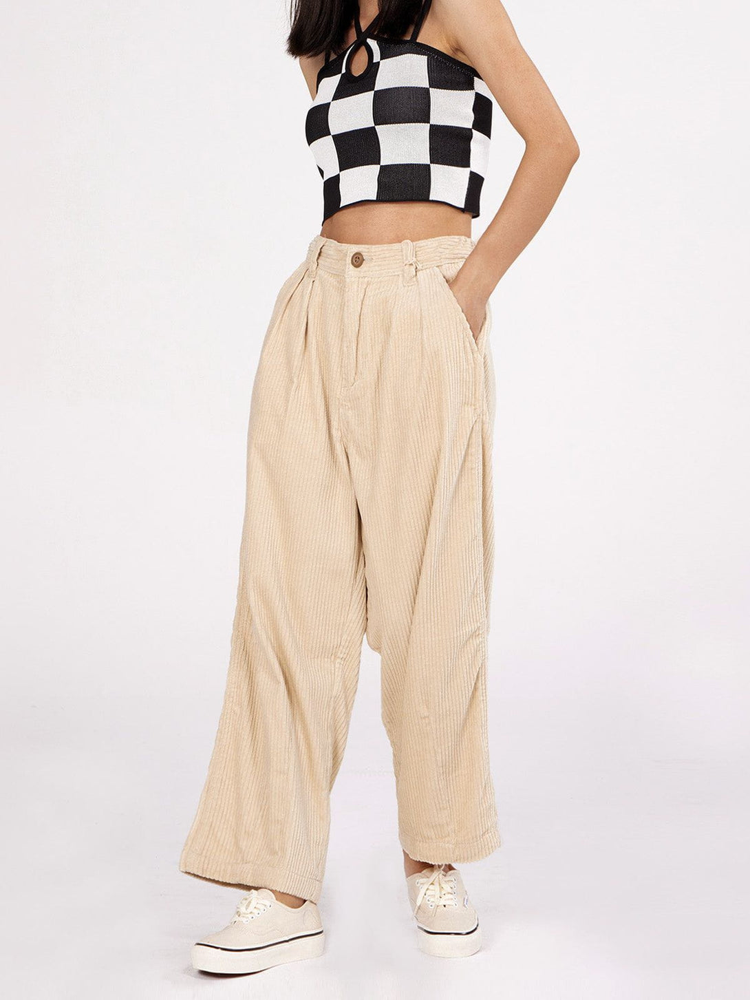 Helmiss - Corduroy Wide-Leg Pants- Streetwear Fashion - helmiss.com