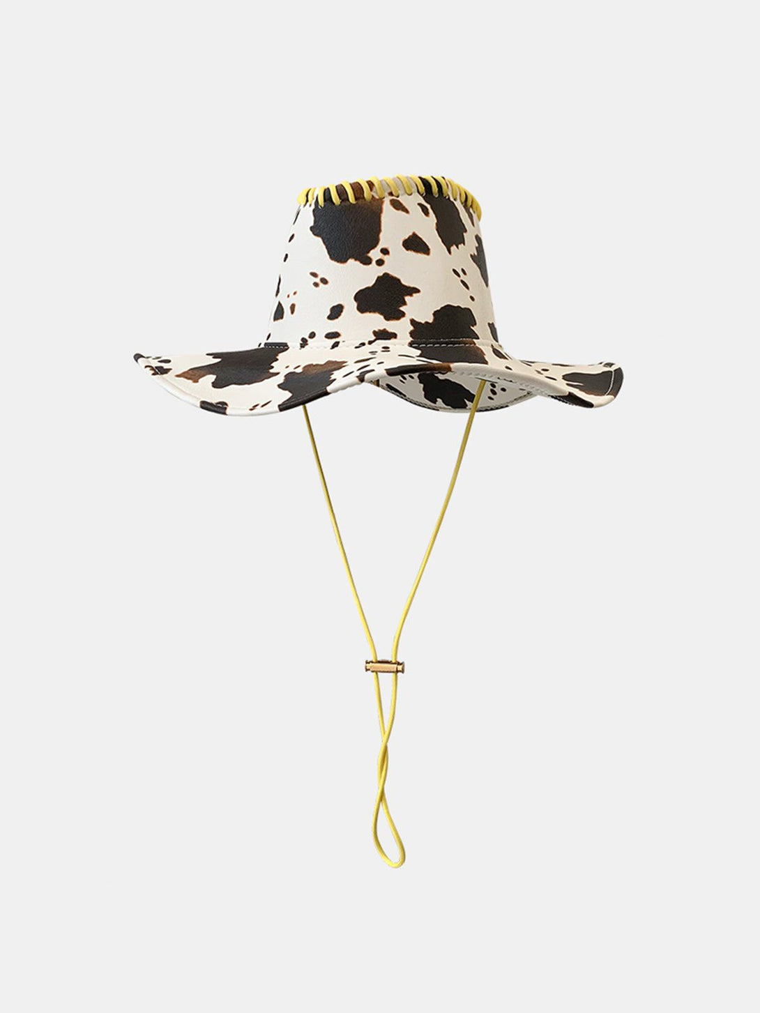 Helmiss - Cow Print Drawstring PU Leather Hat- Streetwear Fashion - helmiss.com