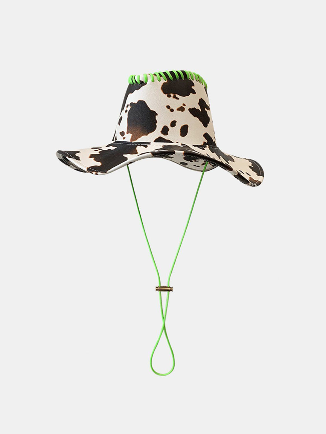 Helmiss - Cow Print Drawstring PU Leather Hat- Streetwear Fashion - helmiss.com