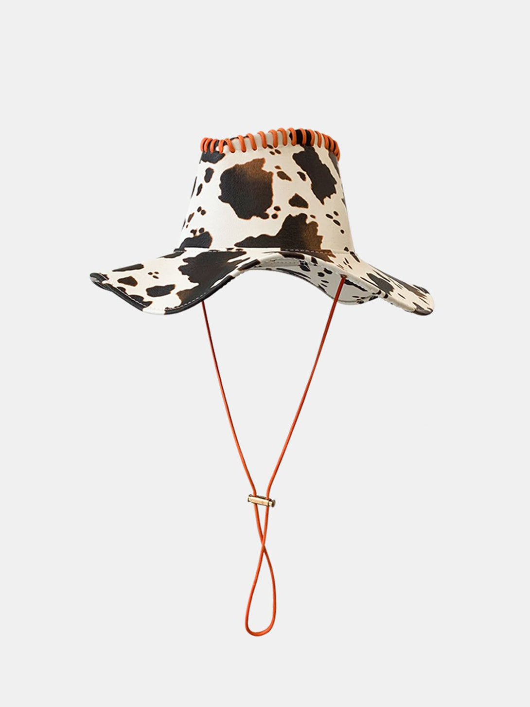 Helmiss - Cow Print Drawstring PU Leather Hat- Streetwear Fashion - helmiss.com