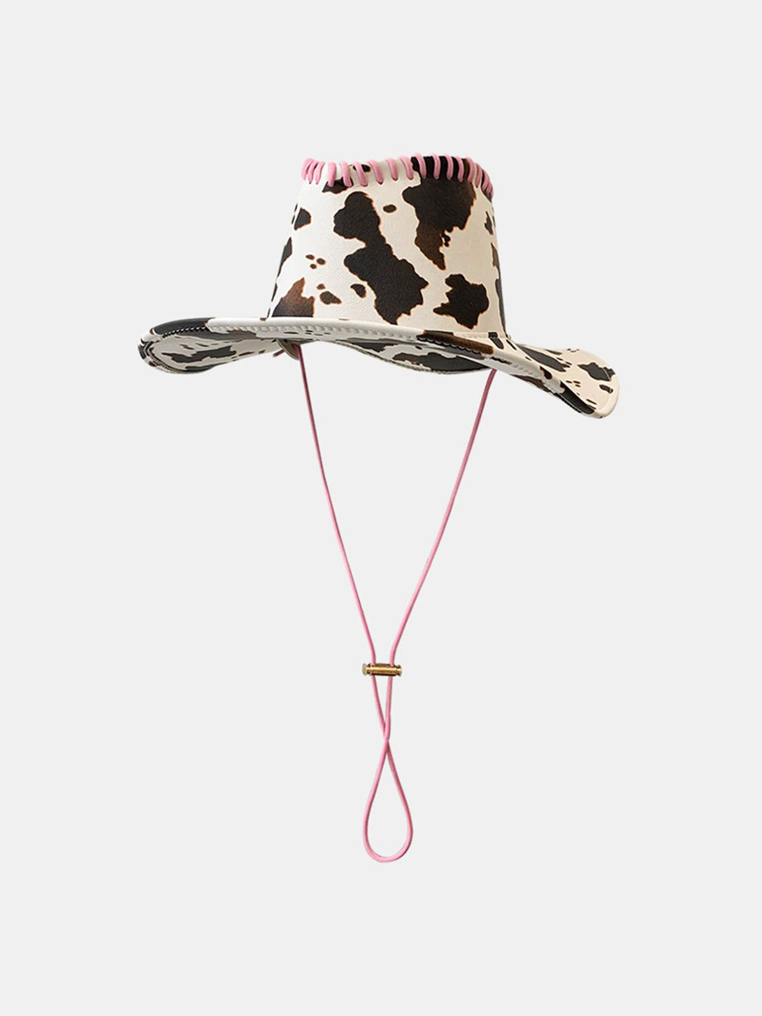 Helmiss - Cow Print Drawstring PU Leather Hat- Streetwear Fashion - helmiss.com