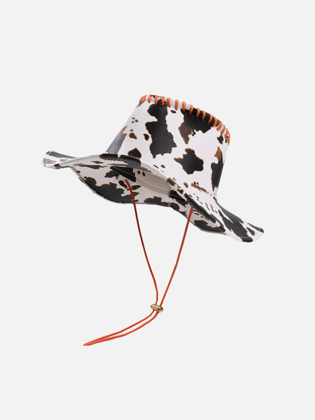 Helmiss - Cow Print Drawstring PU Leather Hat- Streetwear Fashion - helmiss.com