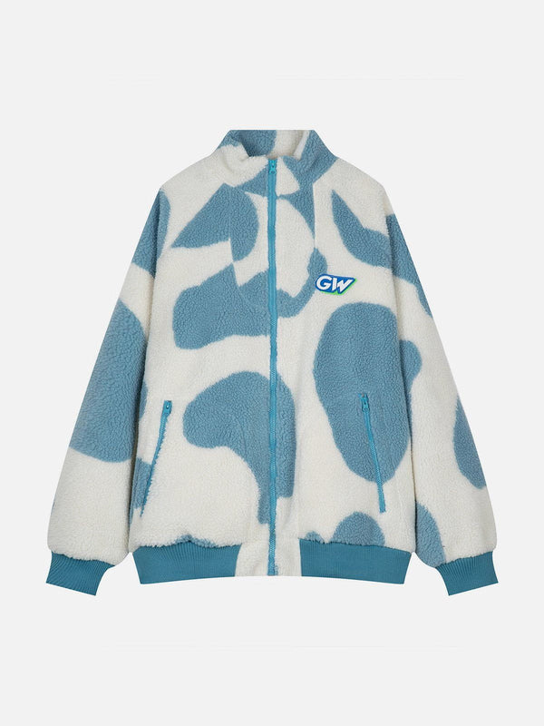 Helmiss - Cows Graphic Sherpa Coat- Streetwear Fashion - helmiss.com