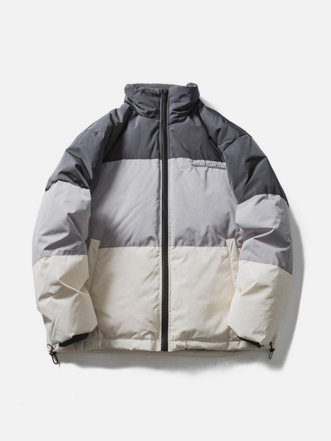 Helmiss - Cream Color Patchwork Puffer Coat- Streetwear Fashion - helmiss.com