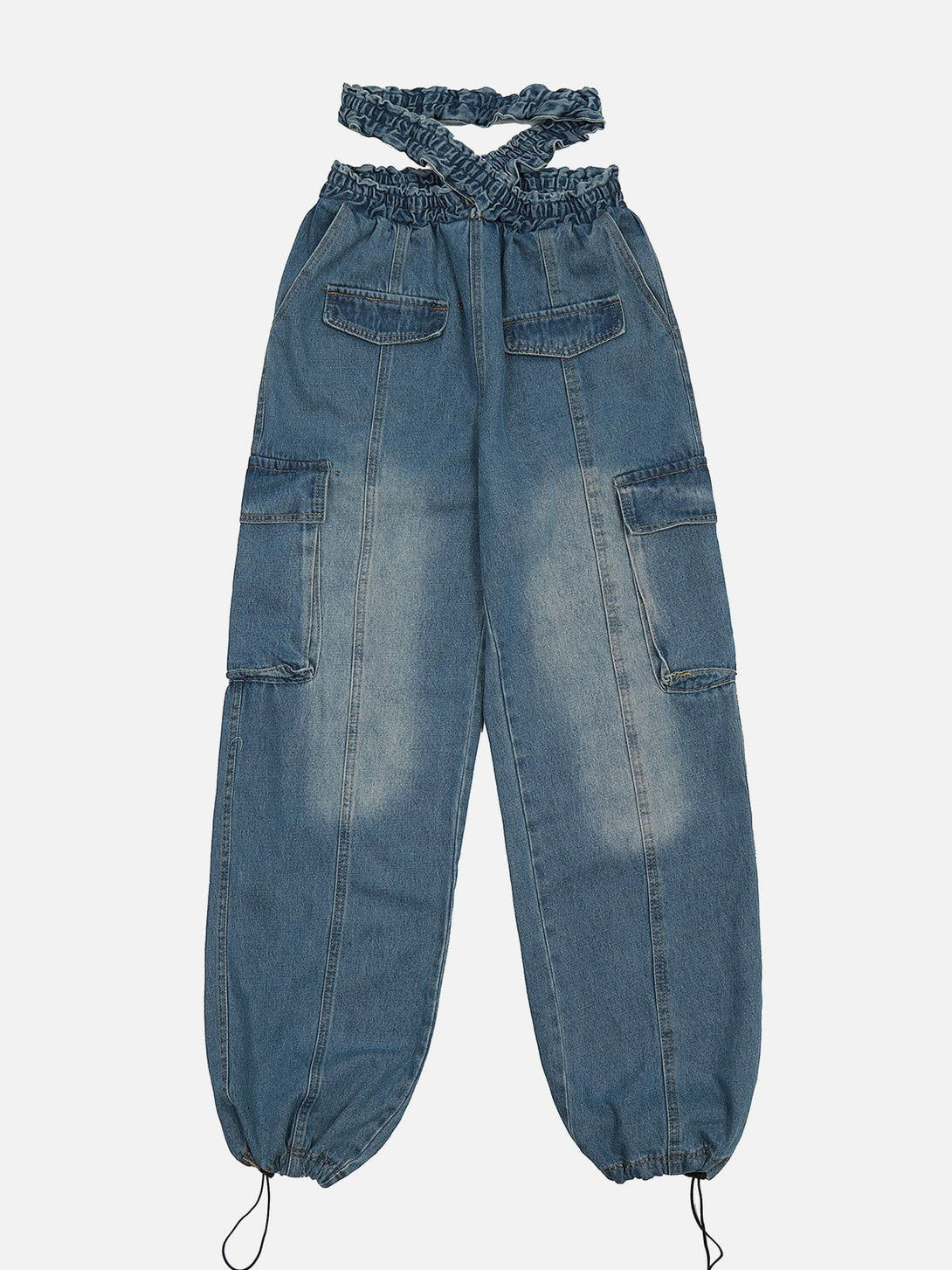 Helmiss - Cross Belt Washed Jeans- Streetwear Fashion - helmiss.com