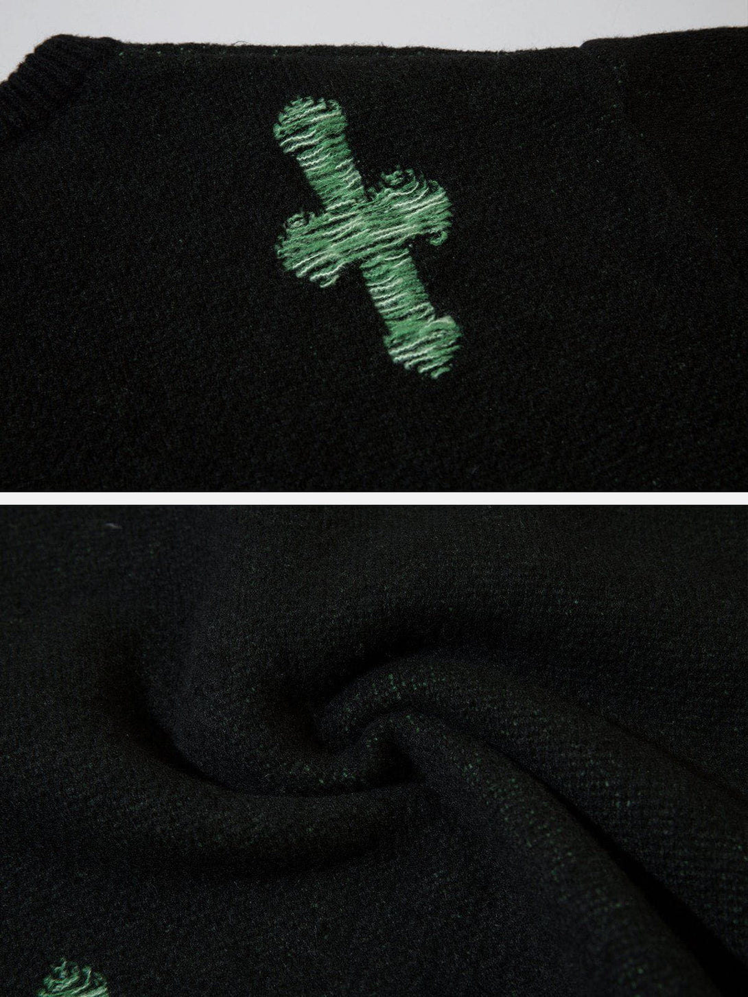 Helmiss - Cross Contrast Jacquard Sweater- Streetwear Fashion - helmiss.com