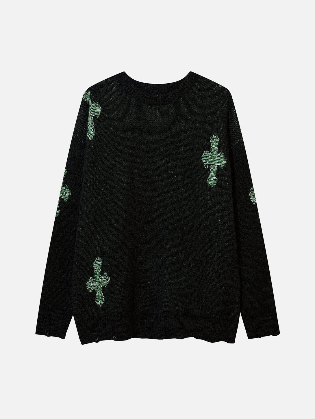 Helmiss - Cross Contrast Jacquard Sweater- Streetwear Fashion - helmiss.com