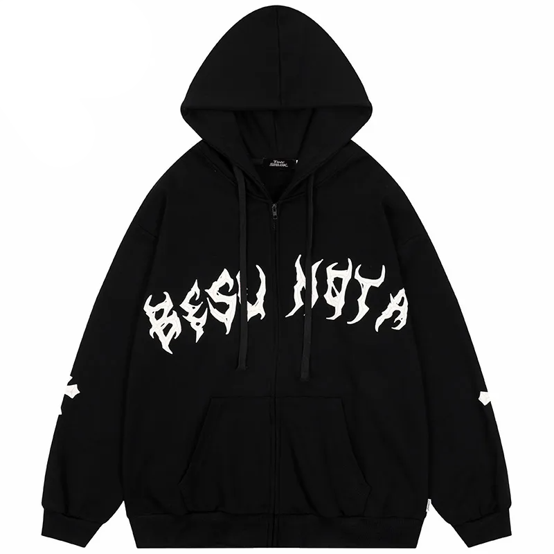 Helmiss - Cross Letter Graphic Retro Hoodie- Streetwear Fashion - helmiss.com