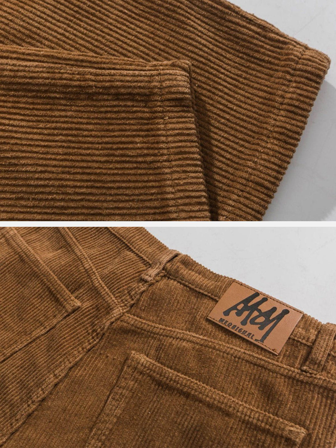 Helmiss - Cross Panel Embroidered Corduroy Pants- Streetwear Fashion - helmiss.com