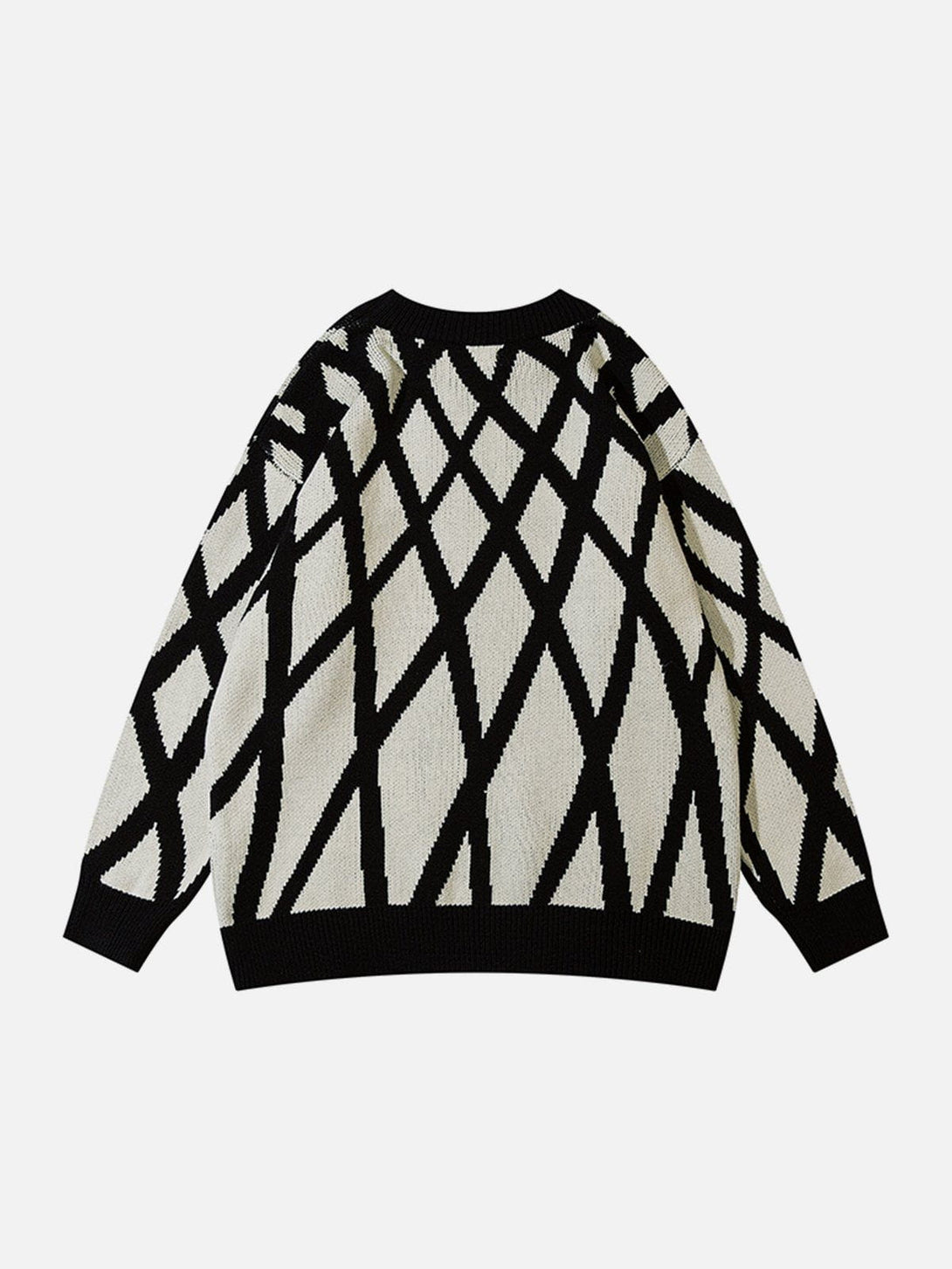 Helmiss - Crossover Mesh Jacquard Knit Sweater- Streetwear Fashion - helmiss.com