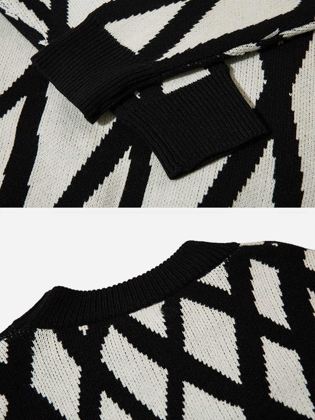 Helmiss - Crossover Mesh Jacquard Knit Sweater- Streetwear Fashion - helmiss.com