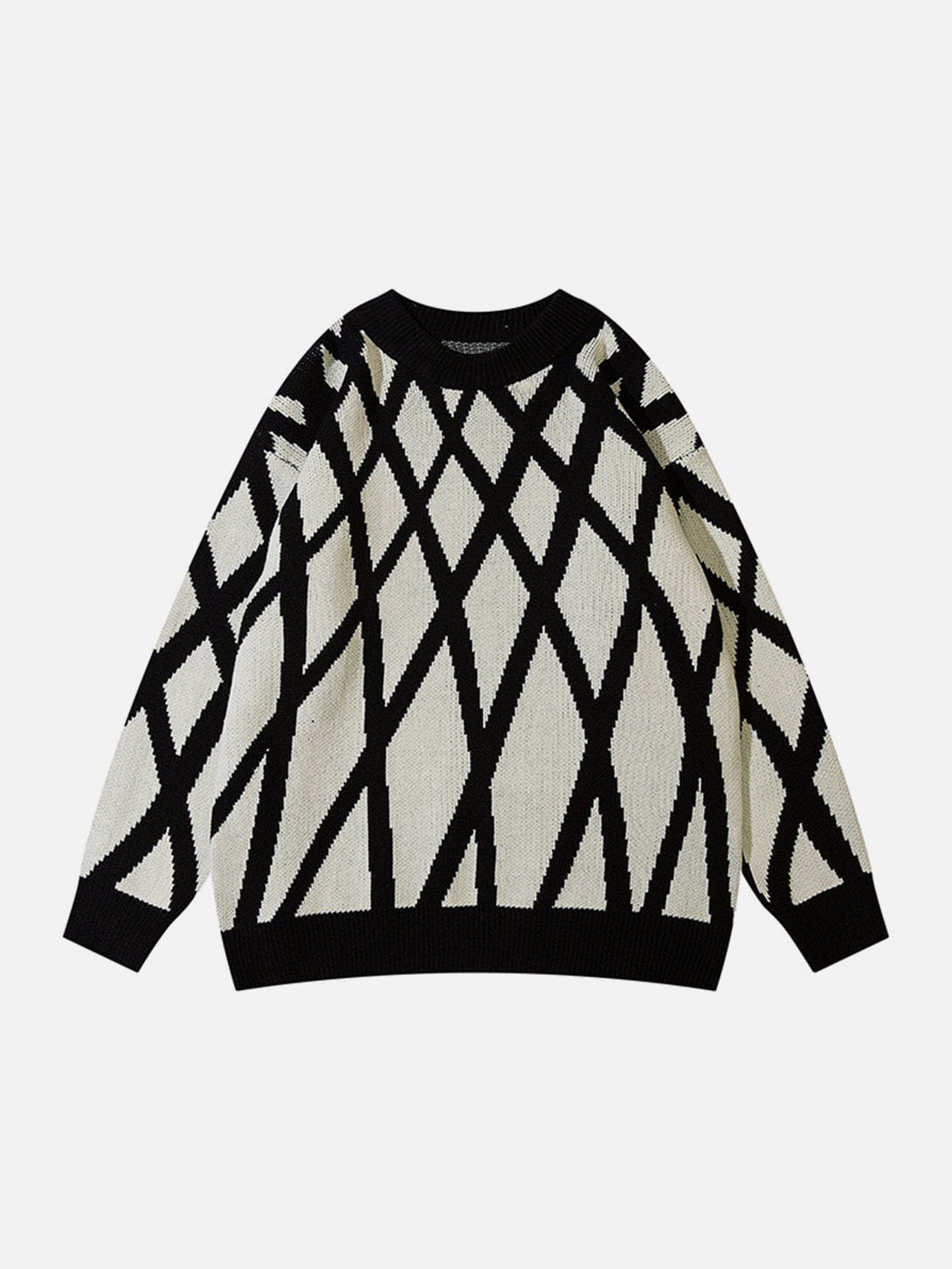 Helmiss - Crossover Mesh Jacquard Knit Sweater- Streetwear Fashion - helmiss.com