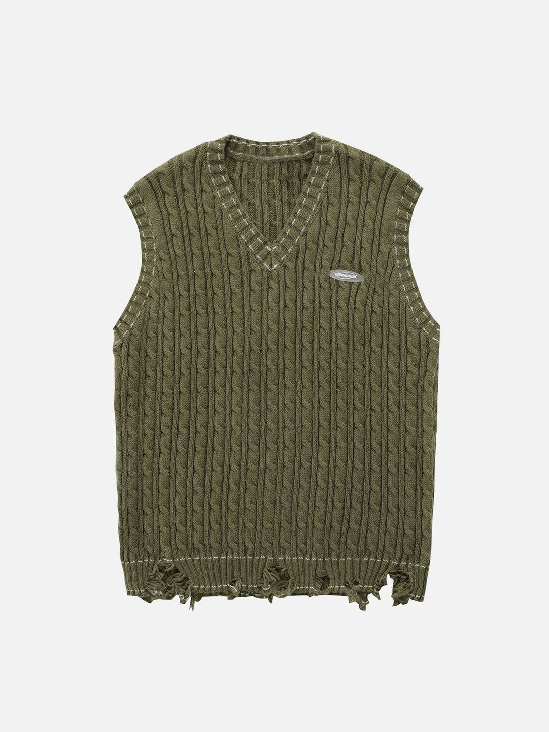 Helmiss - Cut Hem Sweater Vest- Streetwear Fashion - helmiss.com