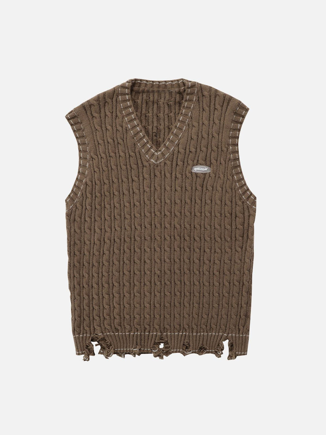 Helmiss - Cut Hem Sweater Vest- Streetwear Fashion - helmiss.com