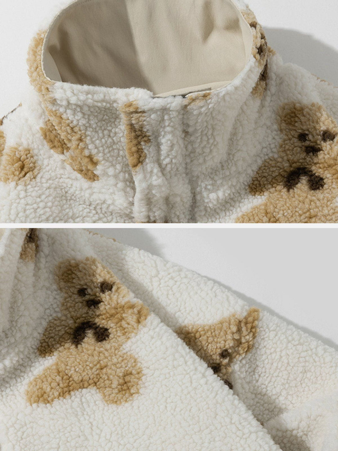 Helmiss - Cute Bear Reversible Sherpa Coat- Streetwear Fashion - helmiss.com