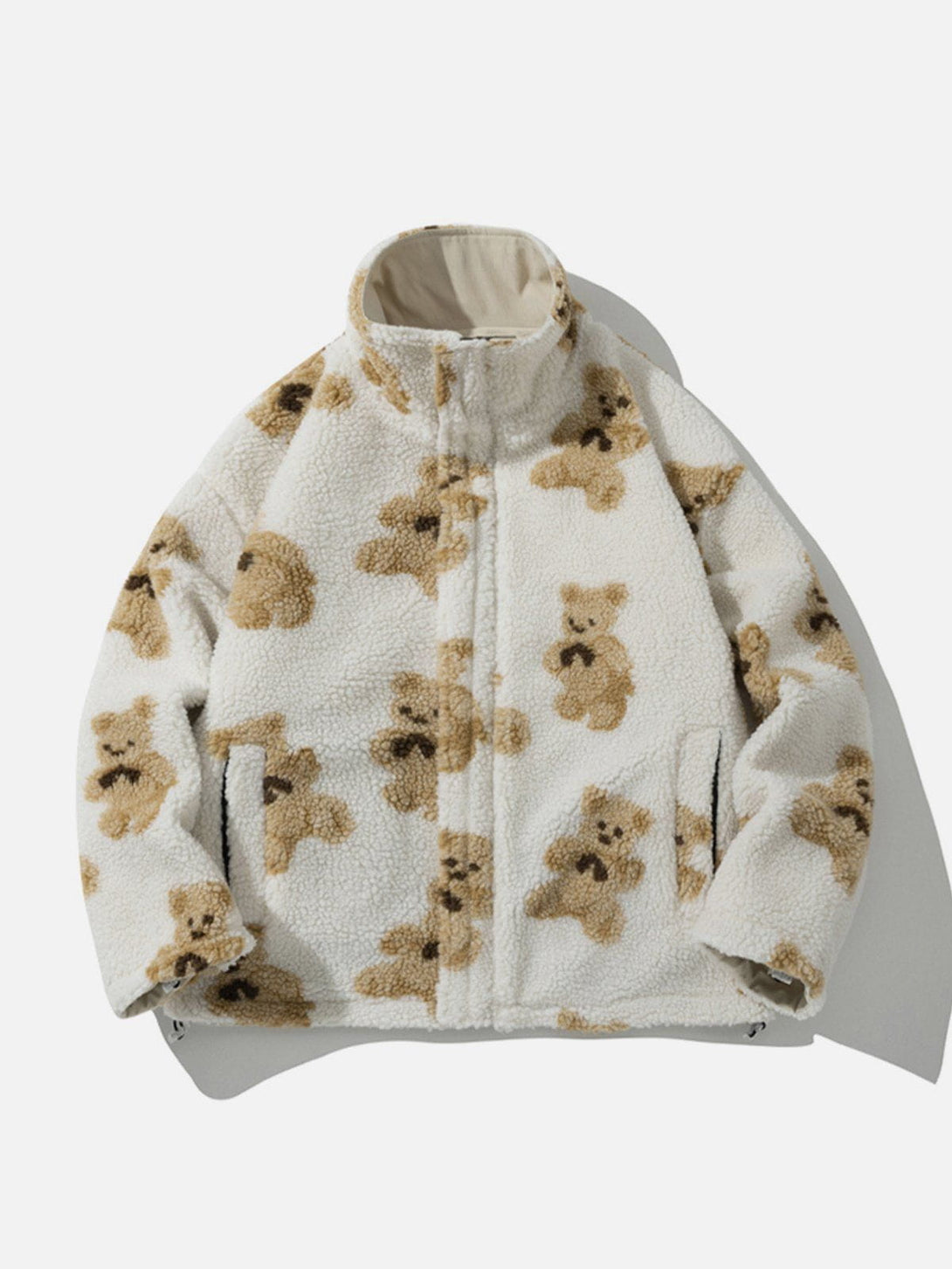 Helmiss - Cute Bear Reversible Sherpa Coat- Streetwear Fashion - helmiss.com