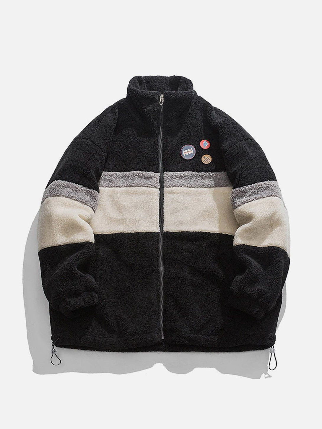 Helmiss - DIY Badge Patchwork Sherpa Coat- Streetwear Fashion - helmiss.com