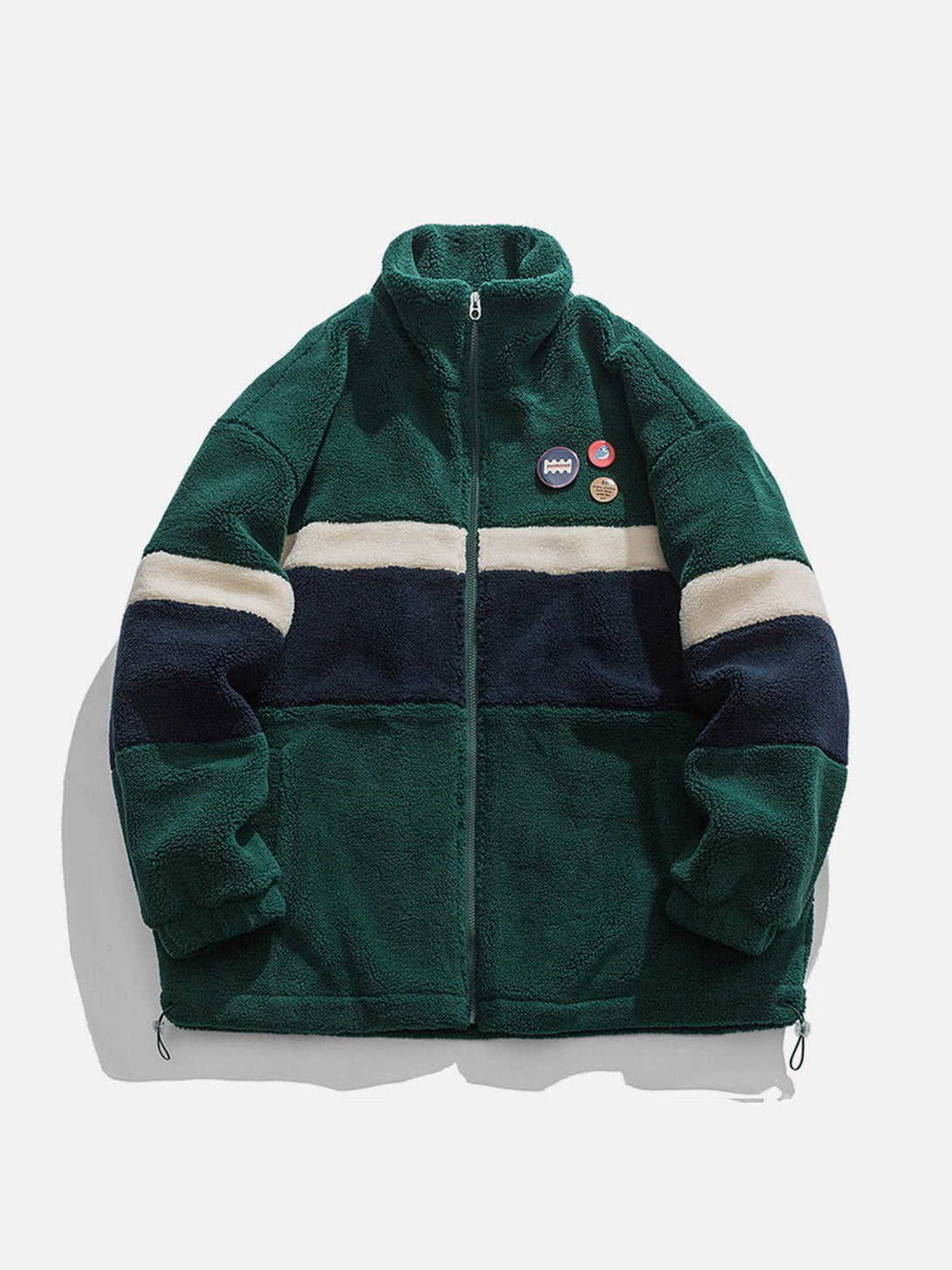 Helmiss - DIY Badge Patchwork Sherpa Coat- Streetwear Fashion - helmiss.com