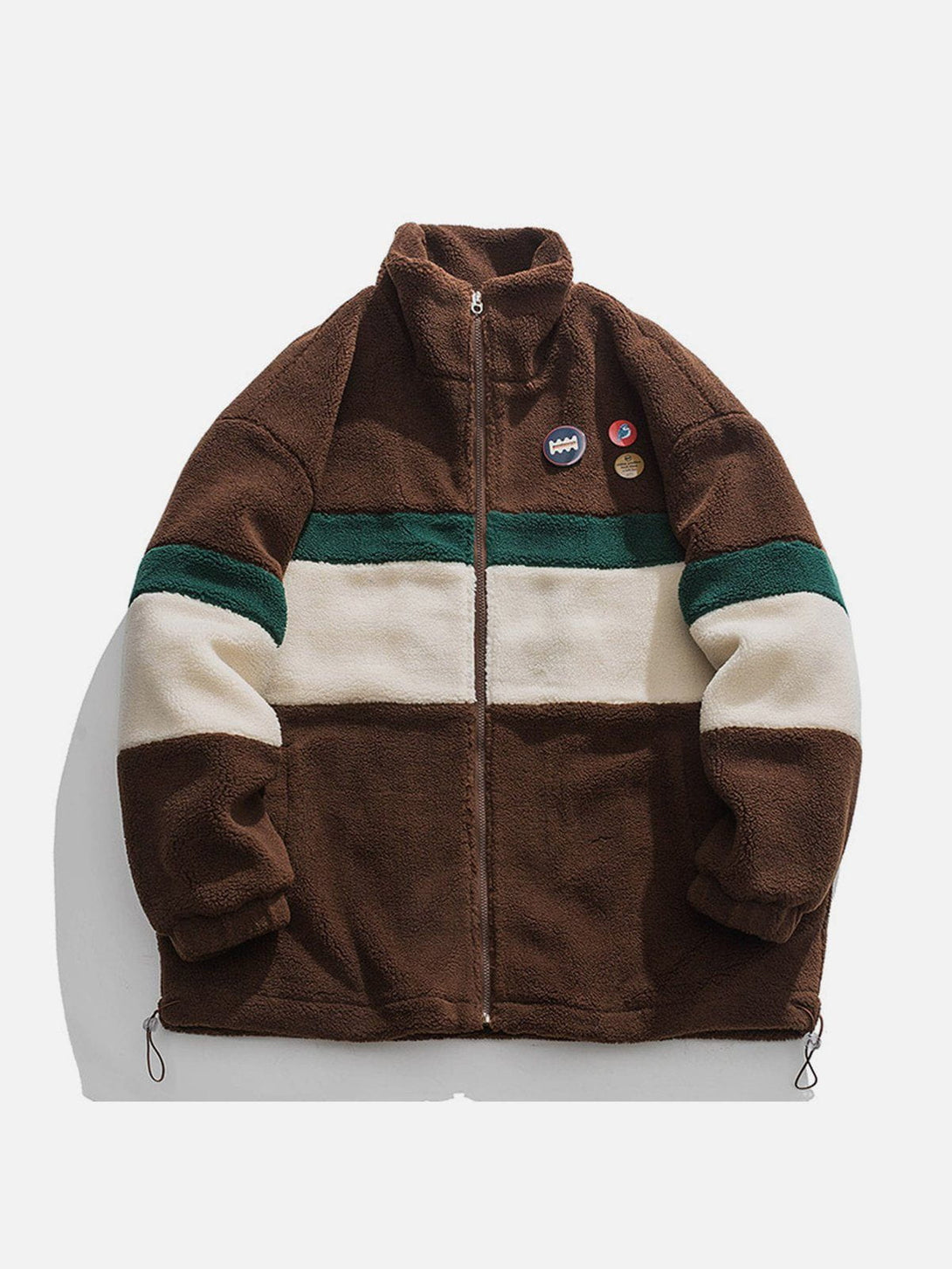 Helmiss - DIY Badge Patchwork Sherpa Coat- Streetwear Fashion - helmiss.com