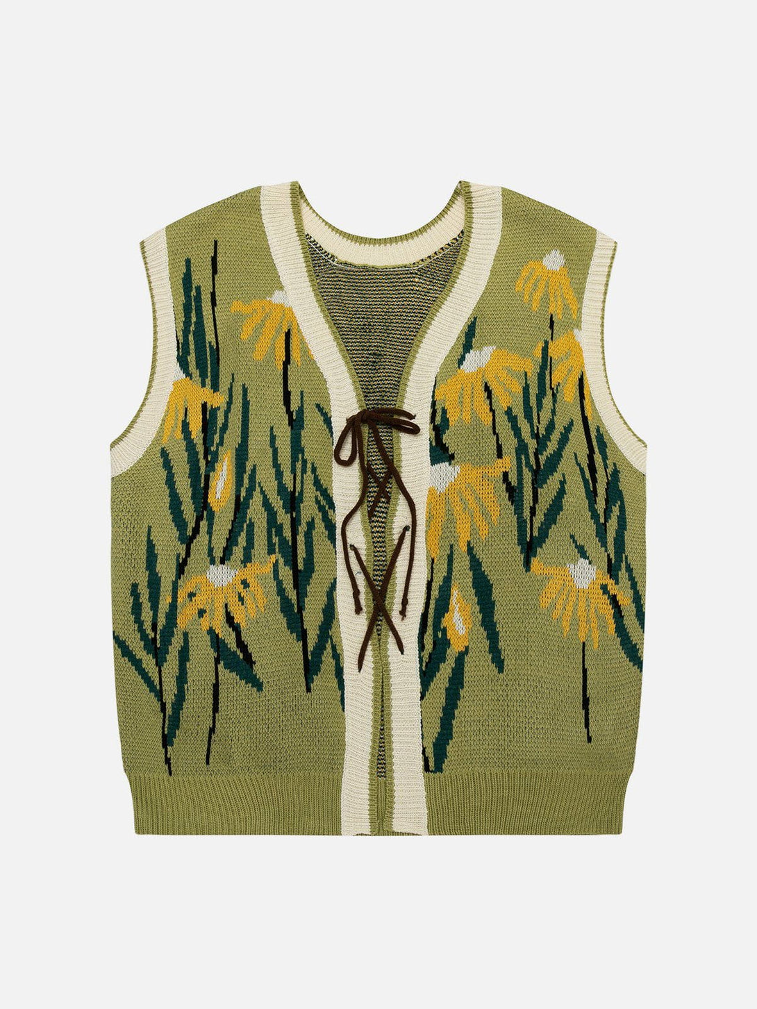 Helmiss - Daisies Lace Up Design Sweater Vest- Streetwear Fashion - helmiss.com