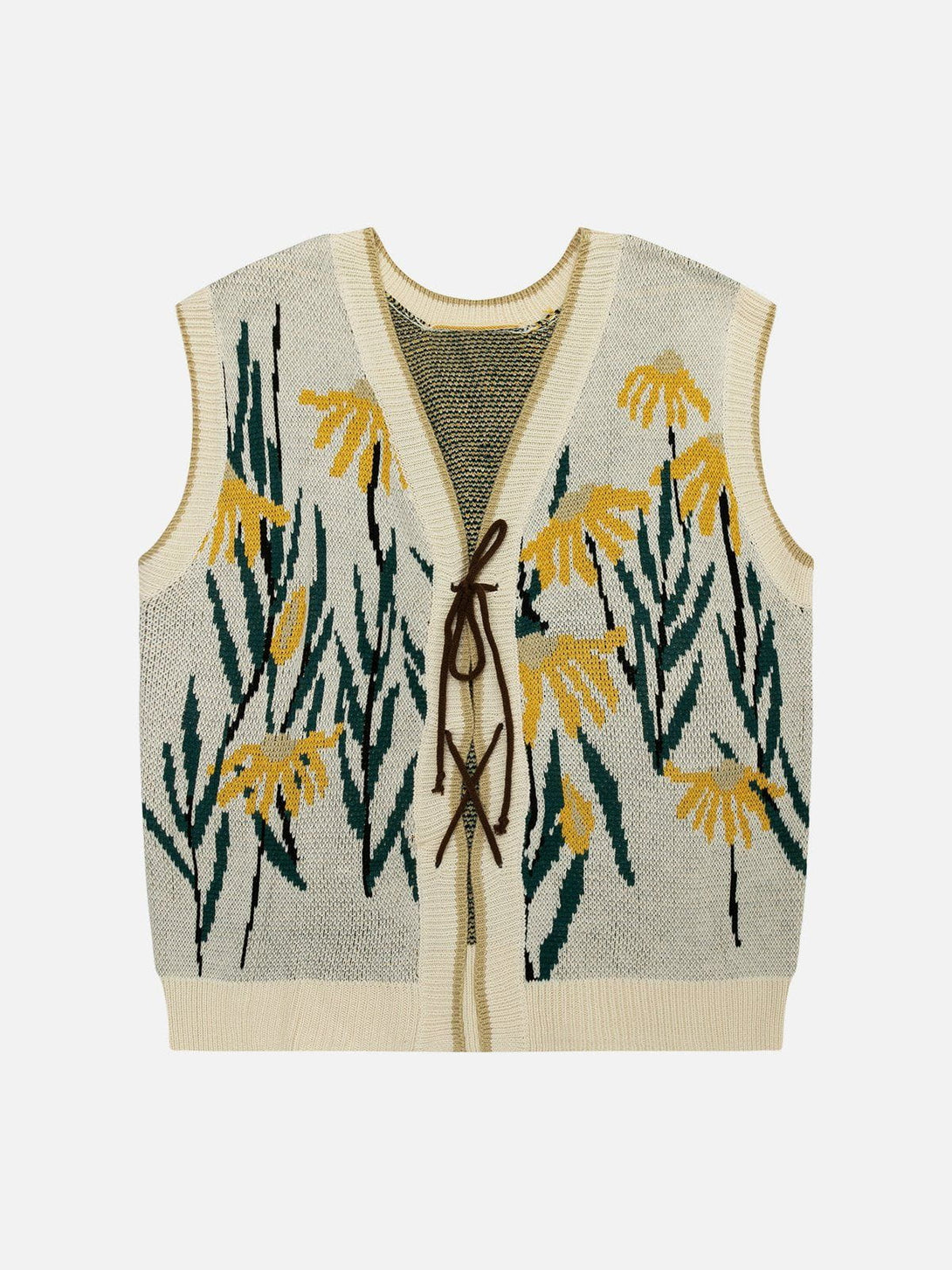 Helmiss - Daisies Lace Up Design Sweater Vest- Streetwear Fashion - helmiss.com