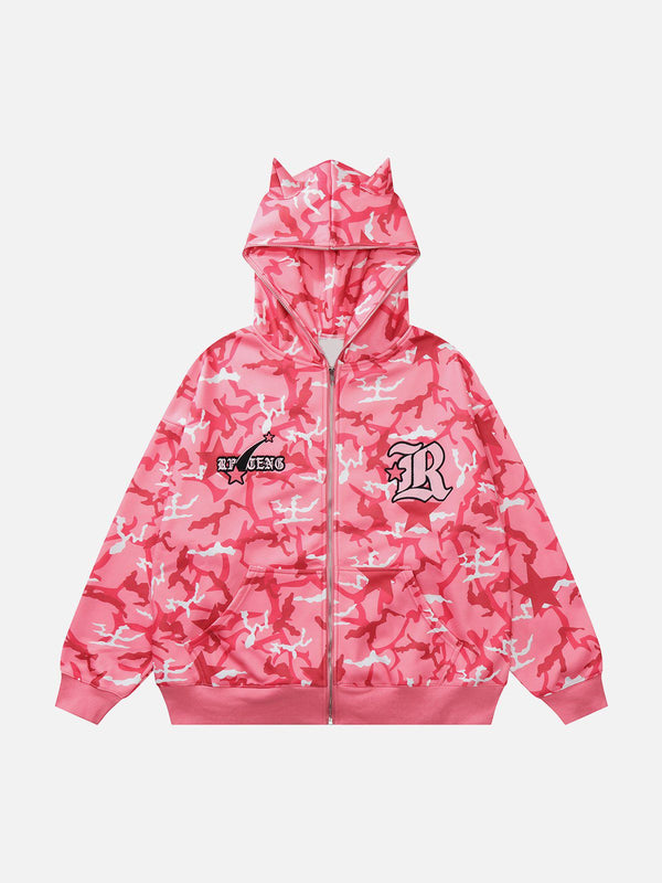 Helmiss - Demon Camo Print Hoodie- Streetwear Fashion - helmiss.com