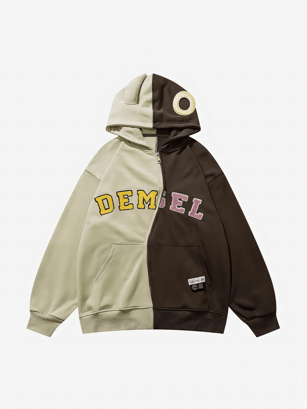 Helmiss - Demon Patchwork Funny Hoodie- Streetwear Fashion - helmiss.com