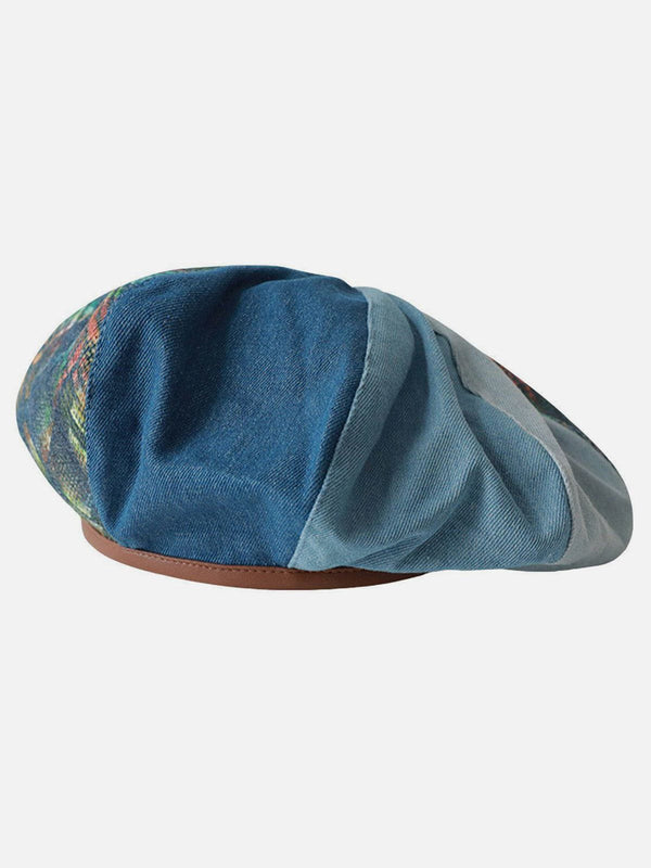 Helmiss - Denim Colorblock Vintage Painter Hat- Streetwear Fashion - helmiss.com