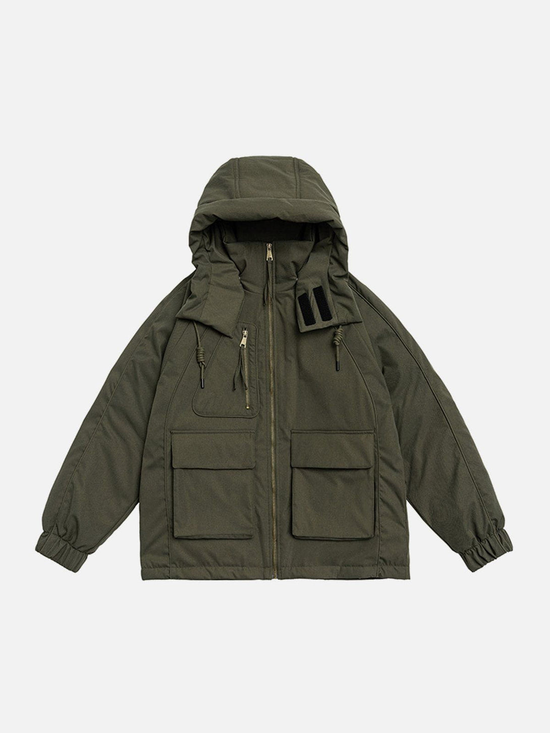 Helmiss - Detachable Hat Patchwork Winter Coat- Streetwear Fashion - helmiss.com