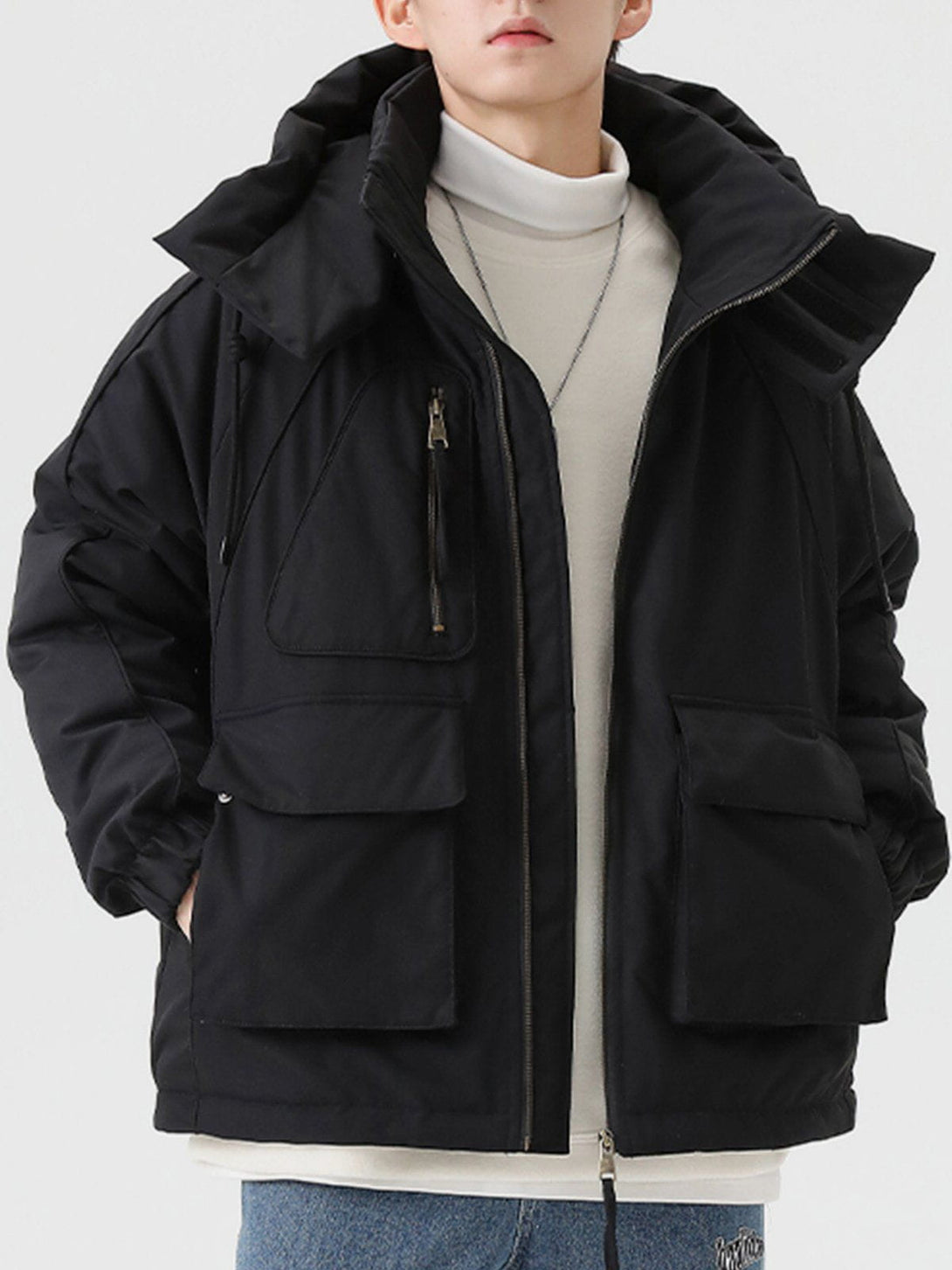 Helmiss - Detachable Hat Patchwork Winter Coat- Streetwear Fashion - helmiss.com