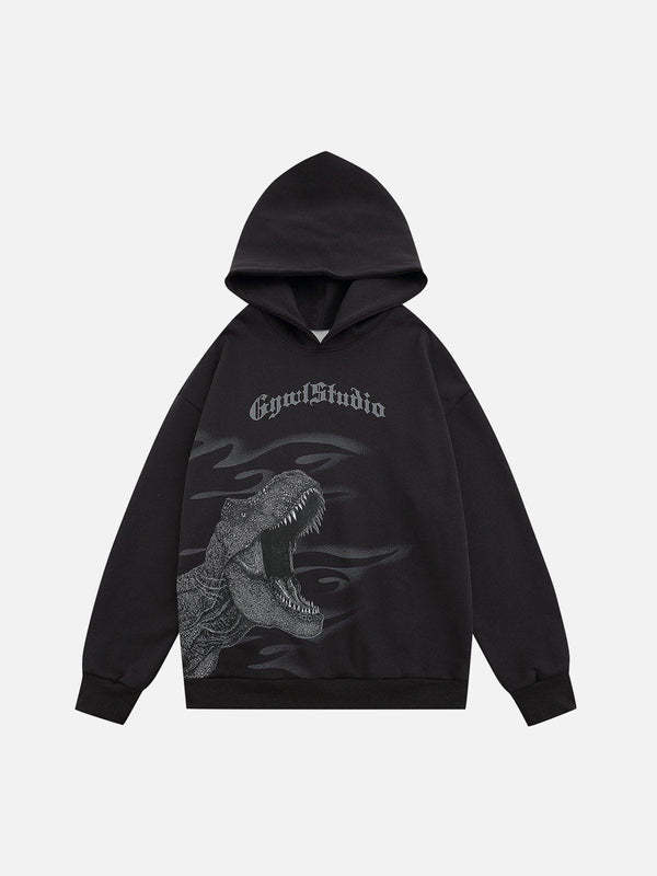 Helmiss - Dinosaur Print Hoodie- Streetwear Fashion - helmiss.com