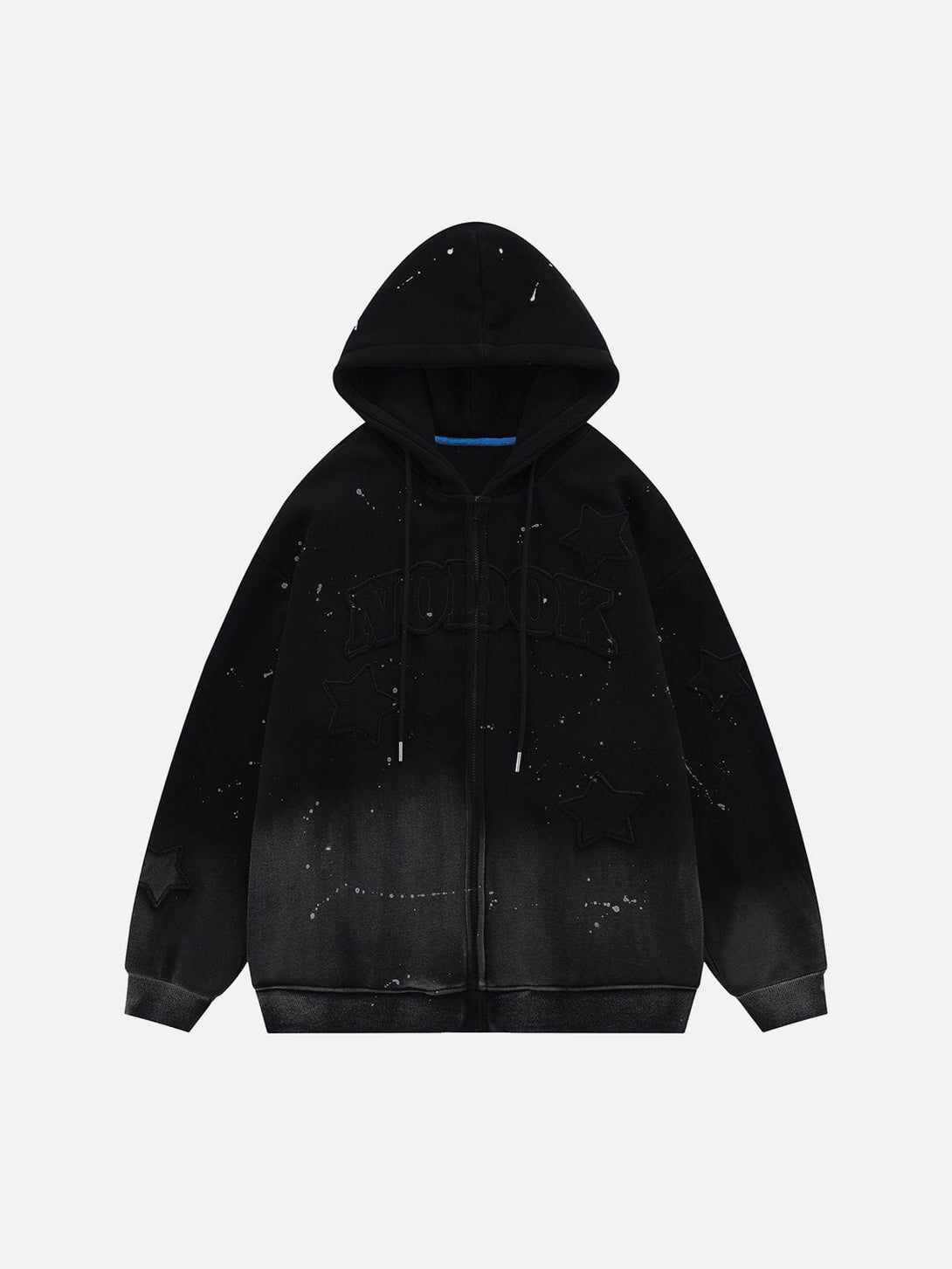 Helmiss - Distressed Gradient Applique Stars Hoodie- Streetwear Fashion - helmiss.com