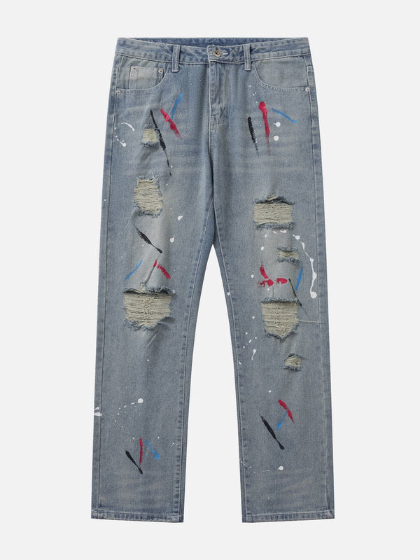 Helmiss - Distressed Graffiti Jeans- Streetwear Fashion - helmiss.com