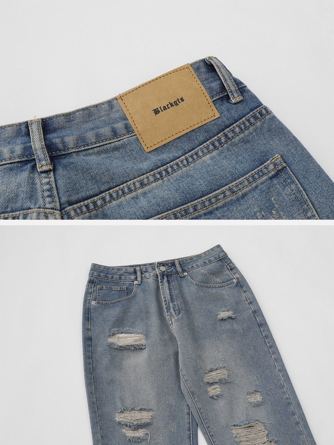 Helmiss - Distressed Washed Cotton Jeans- Streetwear Fashion - helmiss.com