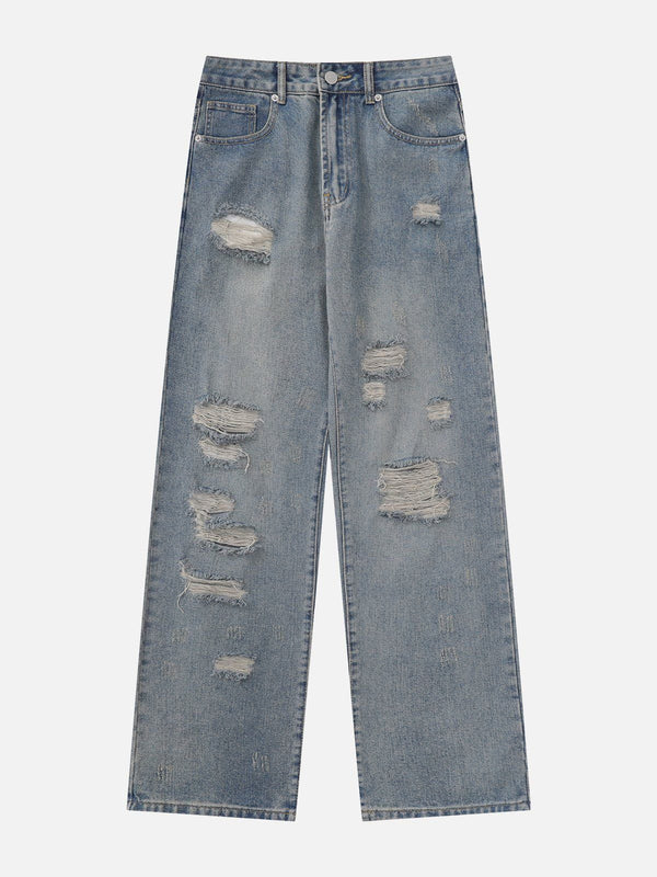 Helmiss - Distressed Washed Cotton Jeans- Streetwear Fashion - helmiss.com