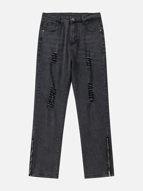 Helmiss - Distressed ZIP UP Jeans- Streetwear Fashion - helmiss.com