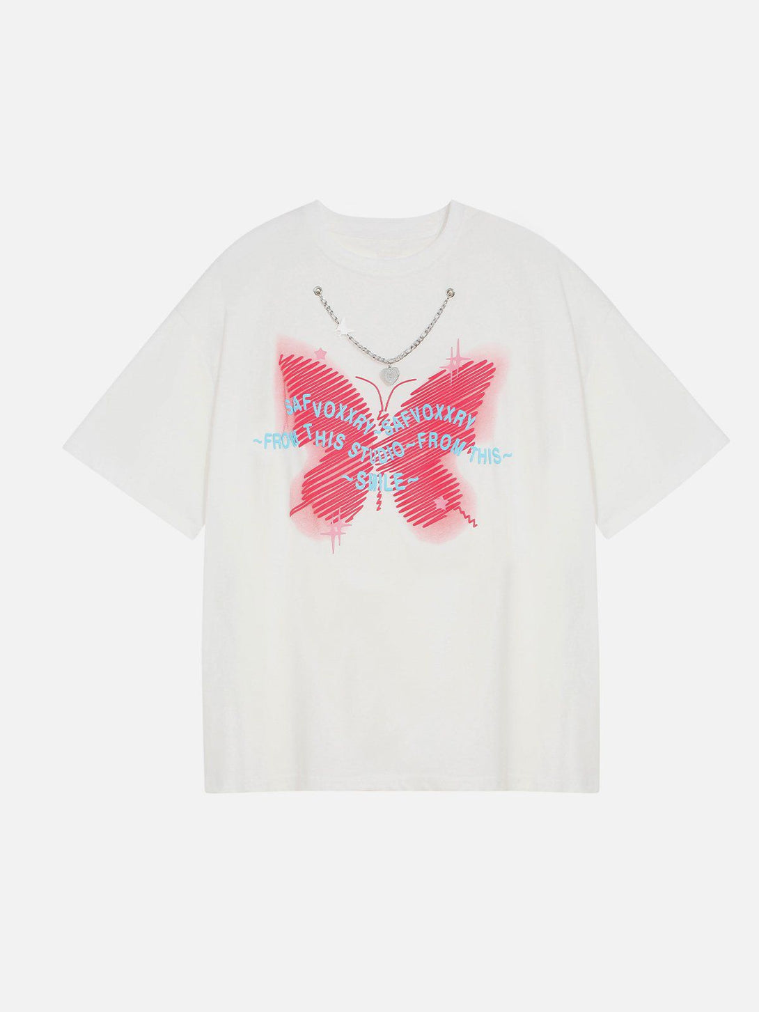 Helmiss - Doodle Butterfly Print Tee- Streetwear Fashion - helmiss.com