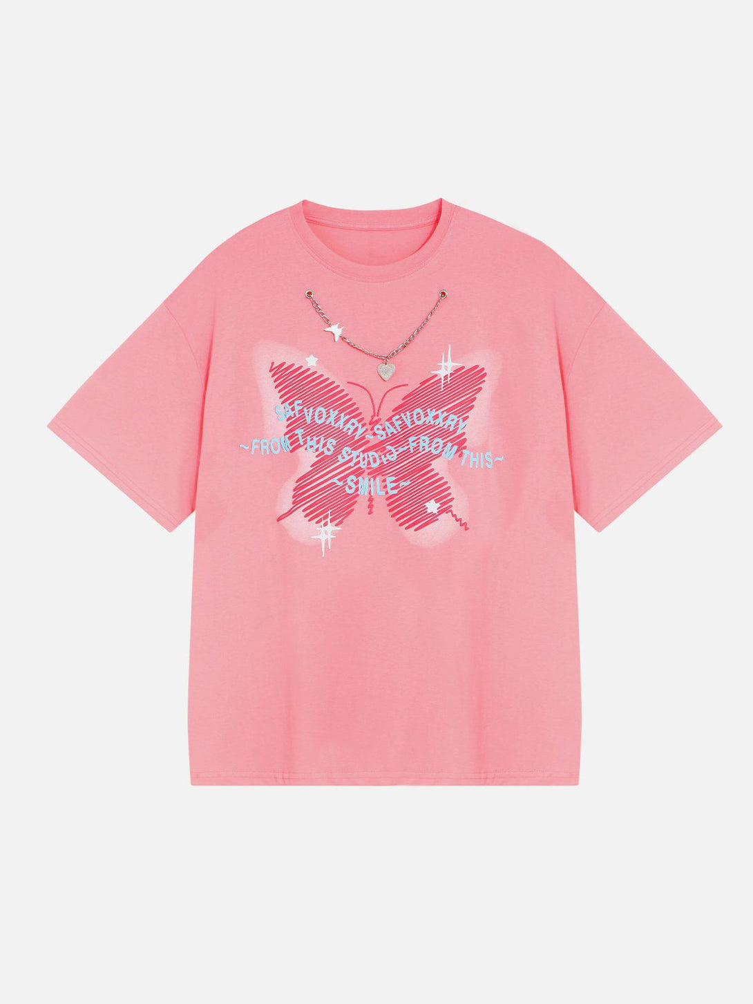 Helmiss - Doodle Butterfly Print Tee- Streetwear Fashion - helmiss.com