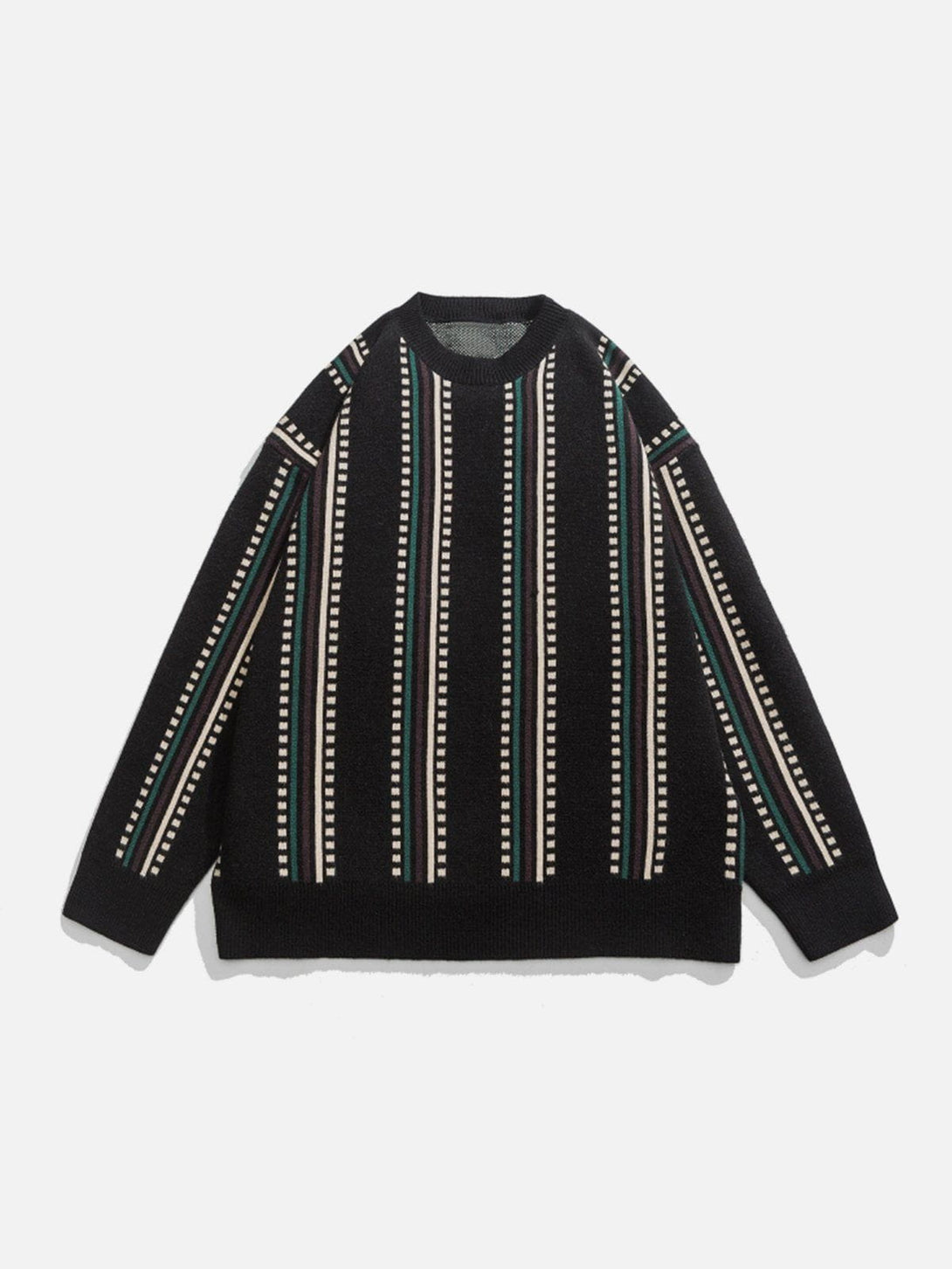 Helmiss - Dot Vertical Stripe Knit Sweater- Streetwear Fashion - helmiss.com