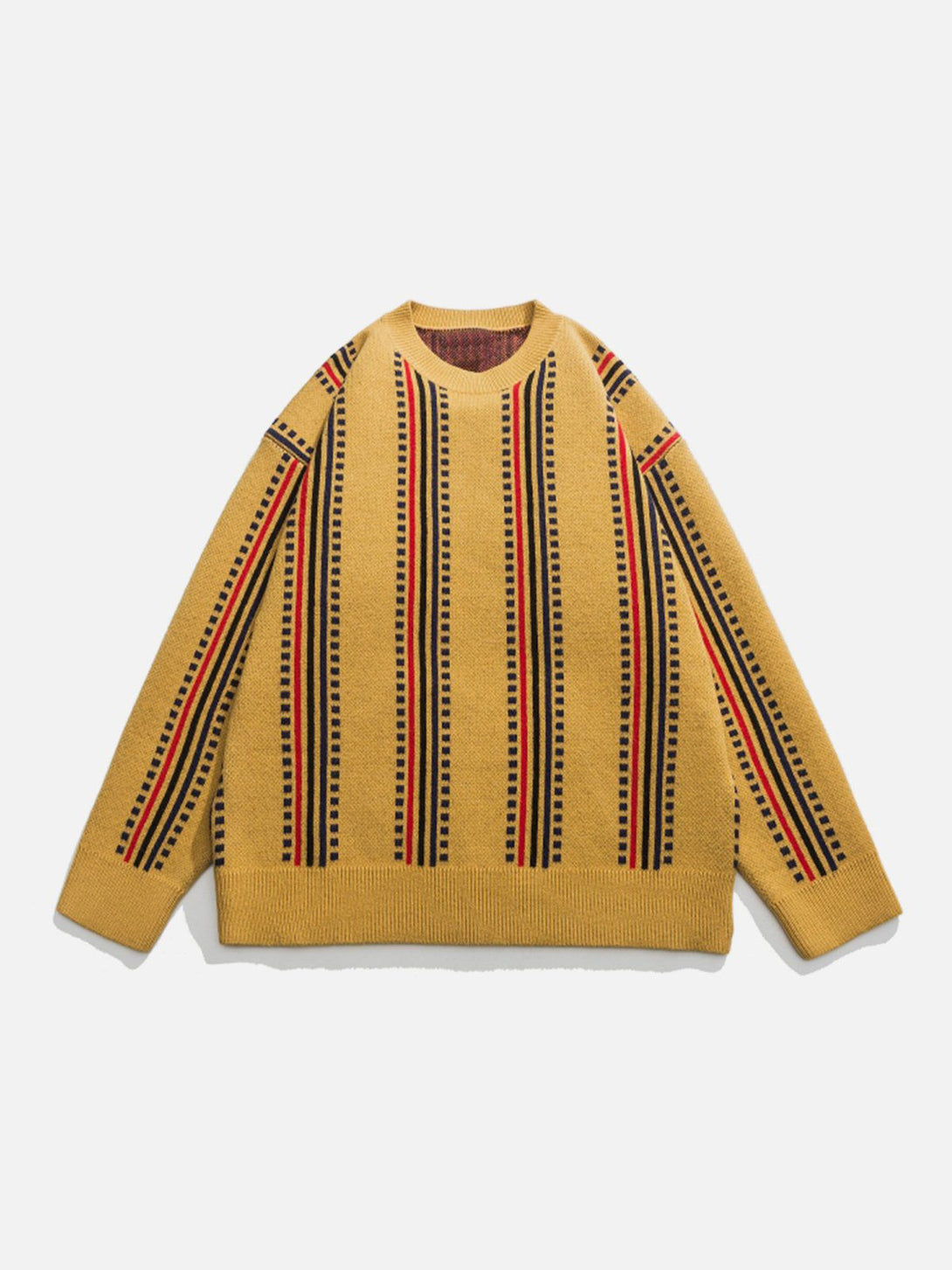 Helmiss - Dot Vertical Stripe Knit Sweater- Streetwear Fashion - helmiss.com