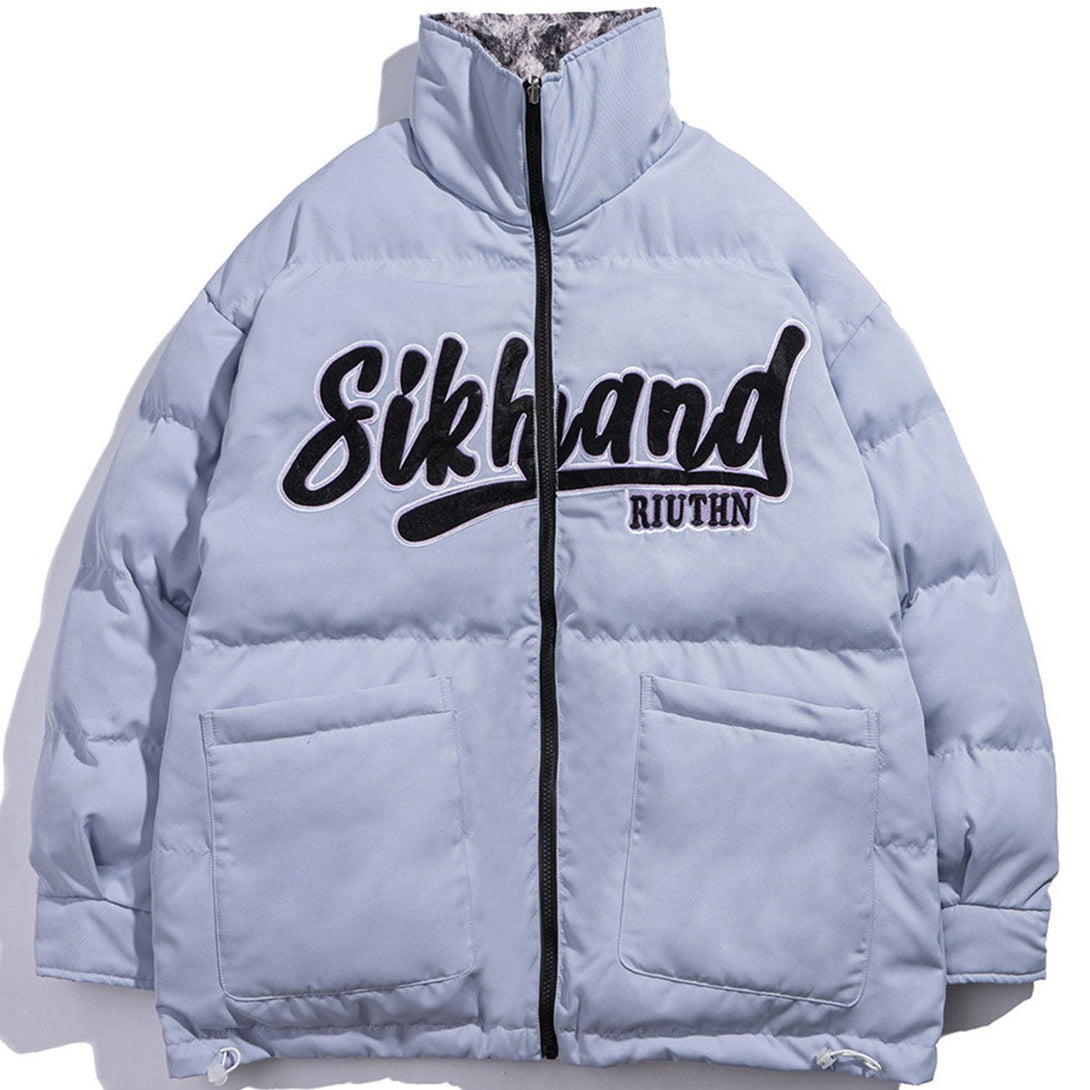 Helmiss - Dyed and Embroidered Reversible Winter Coat- Streetwear Fashion - helmiss.com