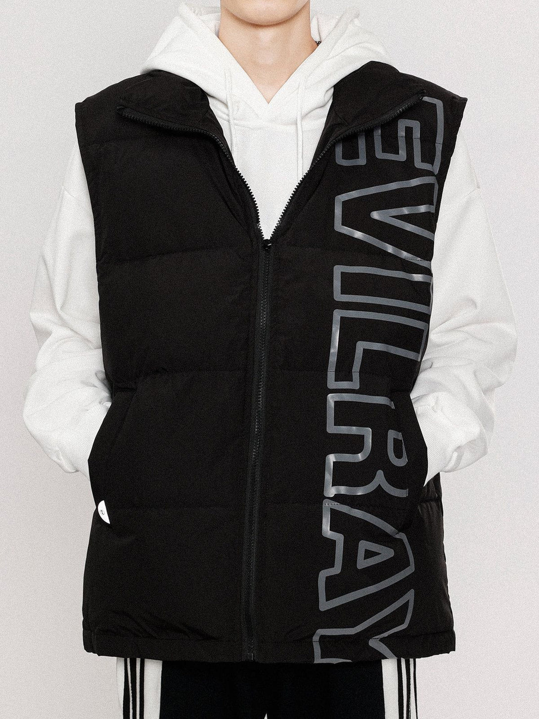 Helmiss - "EVILRAYD" Print Down Gilet- Streetwear Fashion - helmiss.com