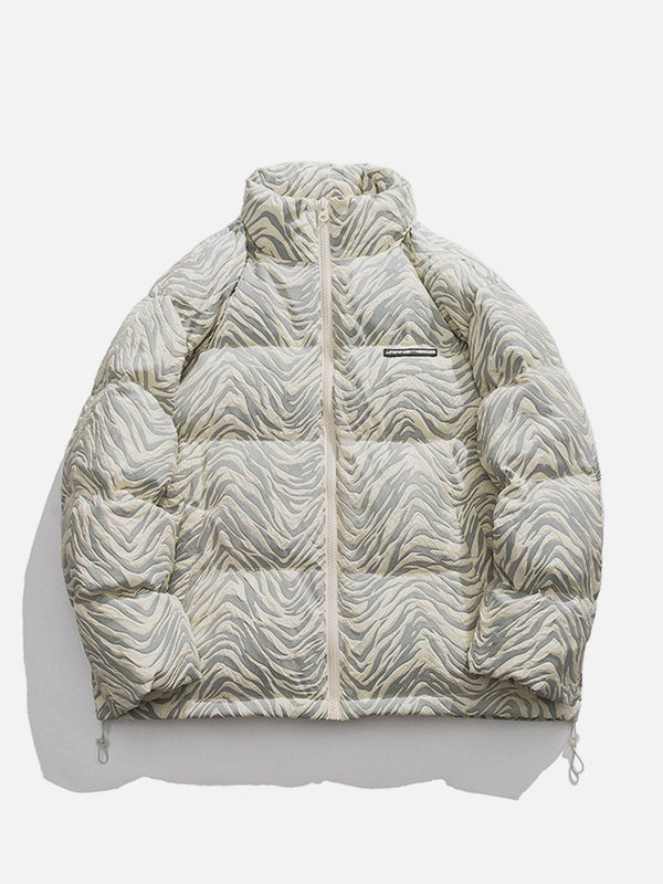 Helmiss - Embossed Zebra Pattern Winter Coat- Streetwear Fashion - helmiss.com